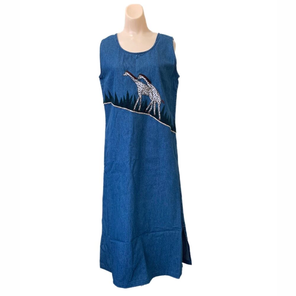 New Directions Womens Denim Jumper Size S Dress Novelty Cottagecore Vintage